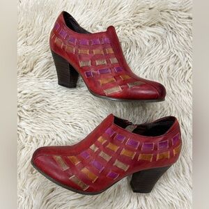 Spring Step Red and Purple Ankle Booties